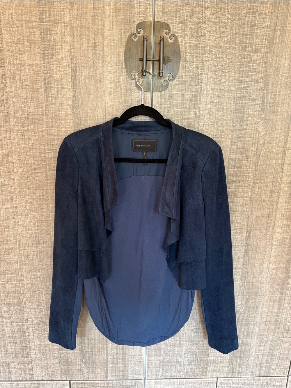 BCBGMAXAZRIA Faux Suede Jacket With a Draped Shawl Collar - Picture 14 of 17